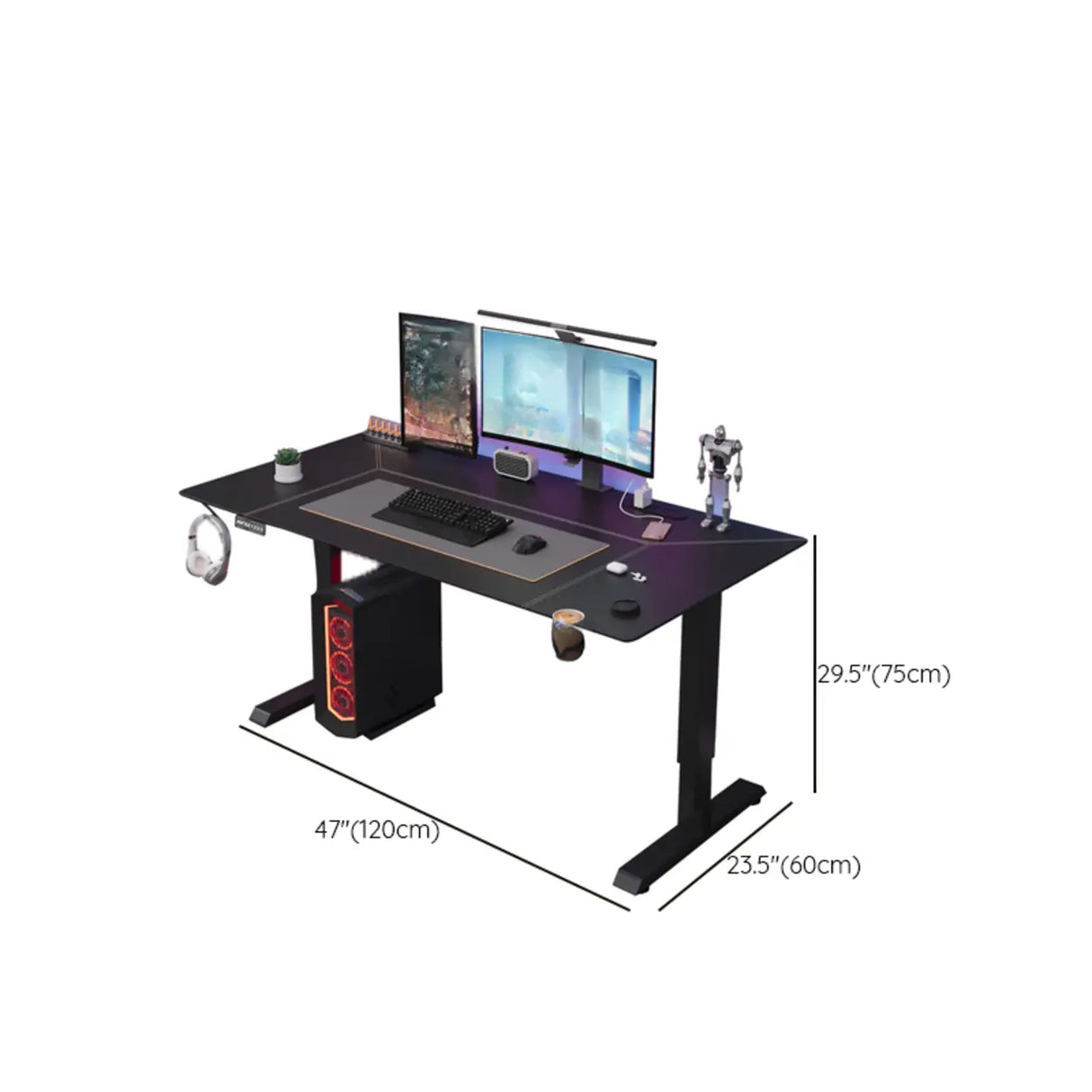 Black Standard Rectangular Leather Computer Desk Image - 12