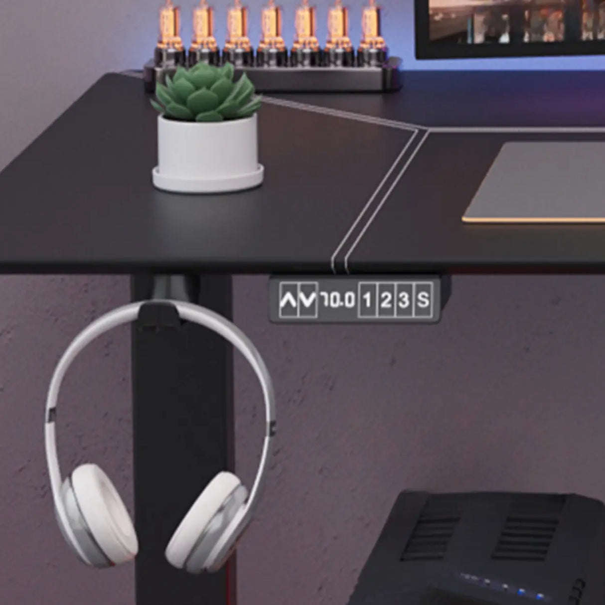 Black Standard Rectangular Leather Computer Desk Image - 4