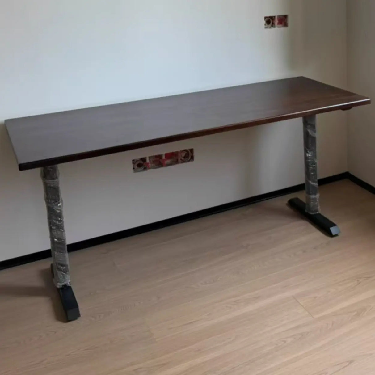 Black Standard Rectangular Leather Computer Desk Image - 7