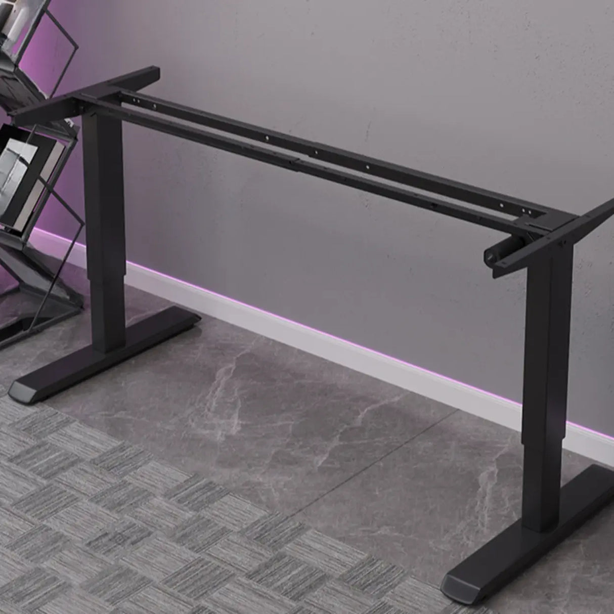 Black Standard Rectangular Leather Computer Desk Image - 8