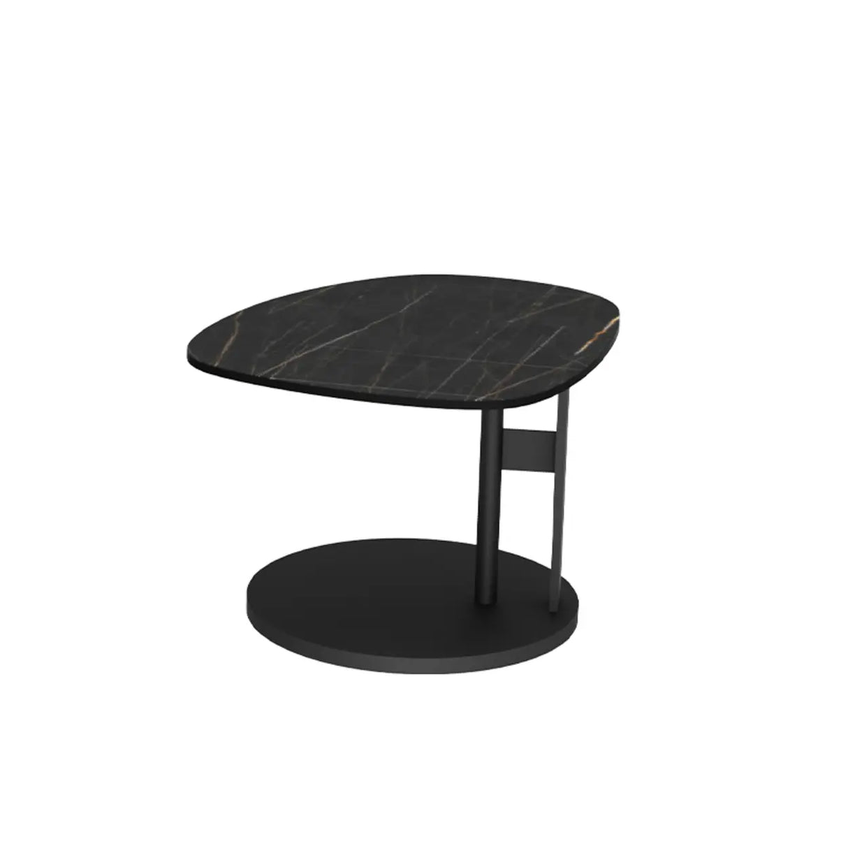 Black Stone Free Form Top Steel Base Coffee Table Image - 14