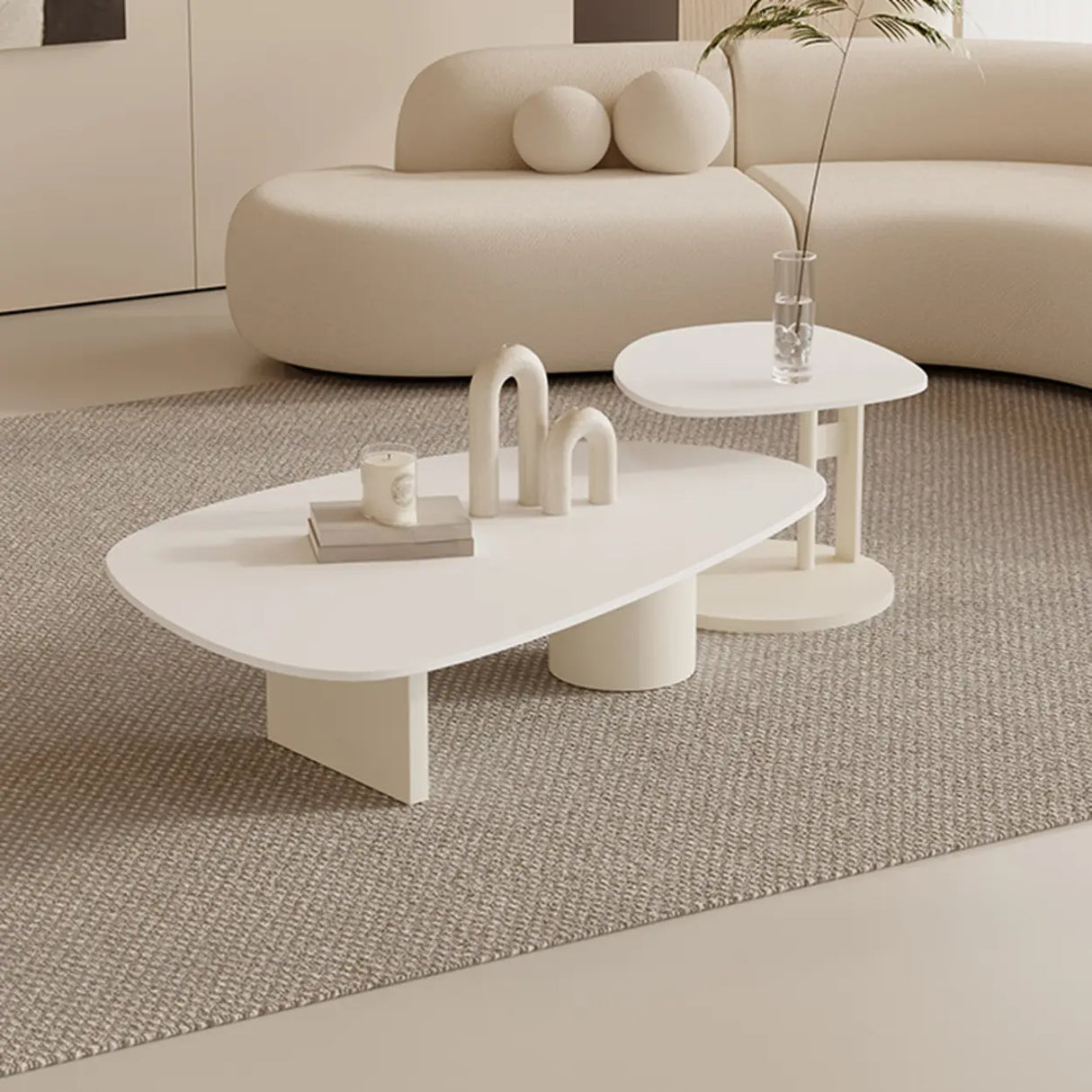 Black Stone Free Form Top Steel Base Coffee Table Image - 6