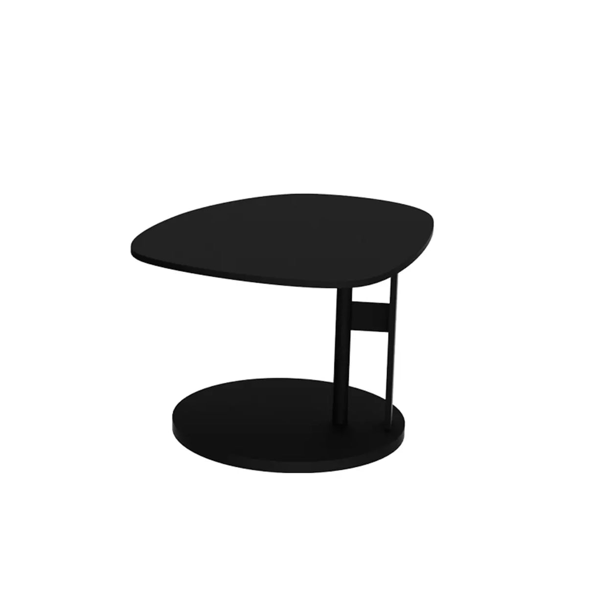 Black Stone Free Form Top Steel Base Coffee Table Image - 9