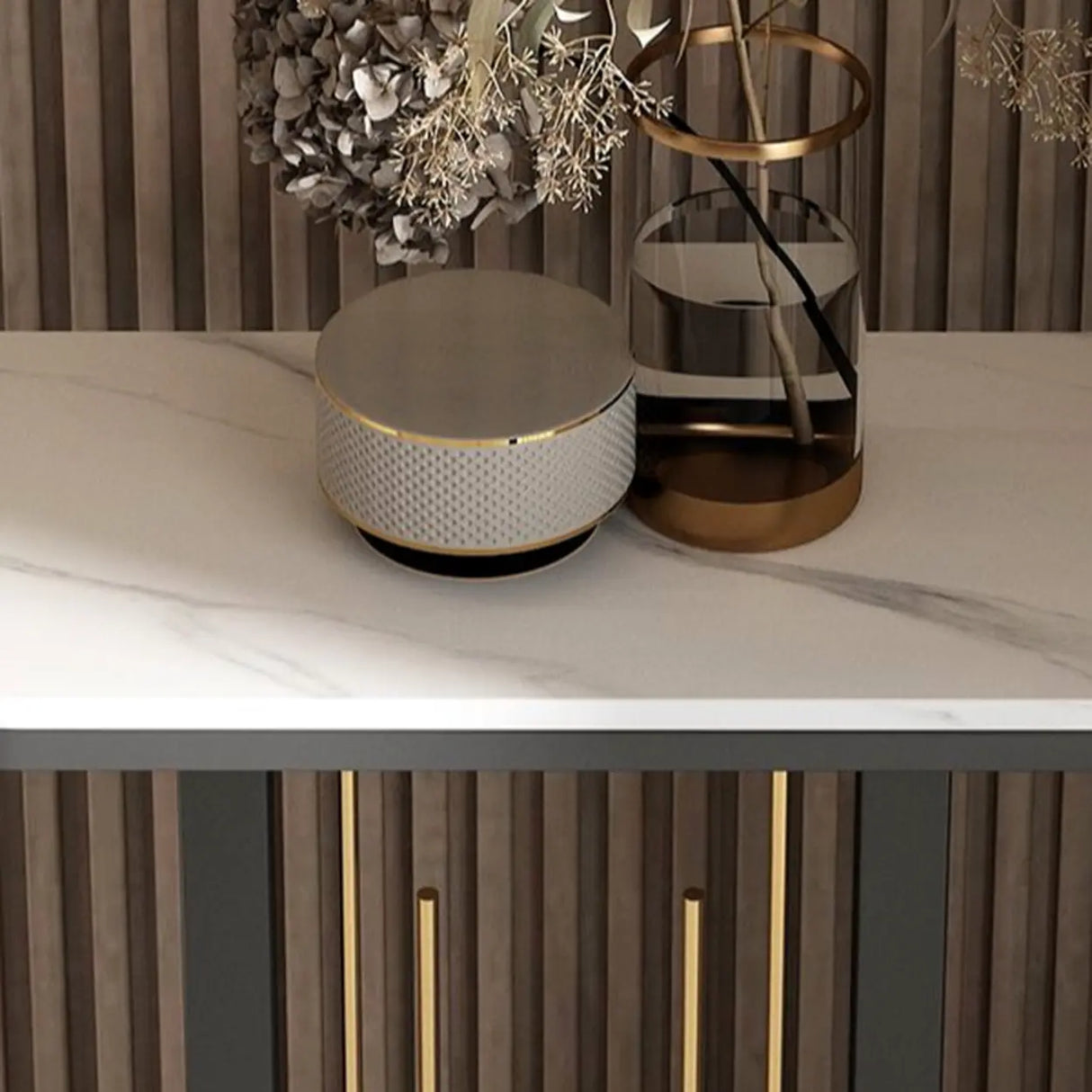 Black U-Shaped Base Sintered Stone Entry Console Table Image - 6