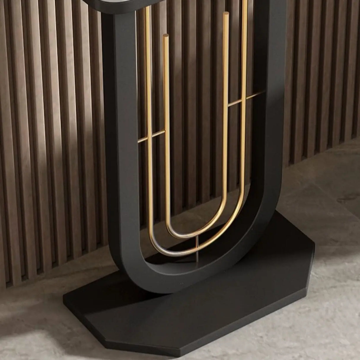 Black U-Shaped Base Sintered Stone Entry Console Table Image - 8