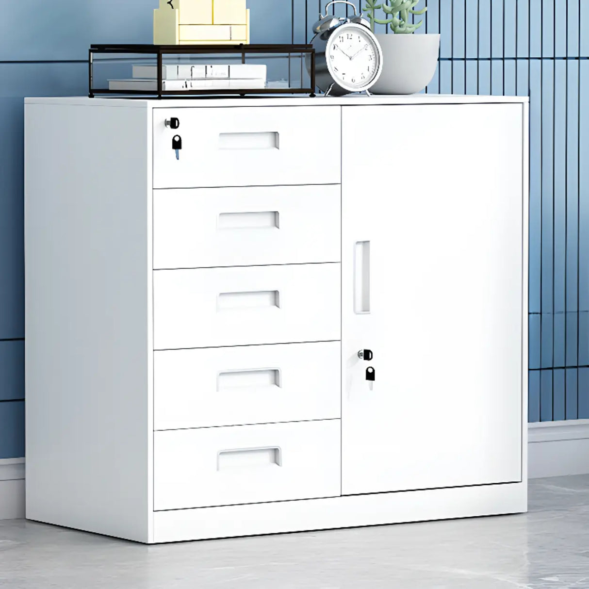 Black Vertical Locking Drawer Steel Filing Cabinet Image - 6