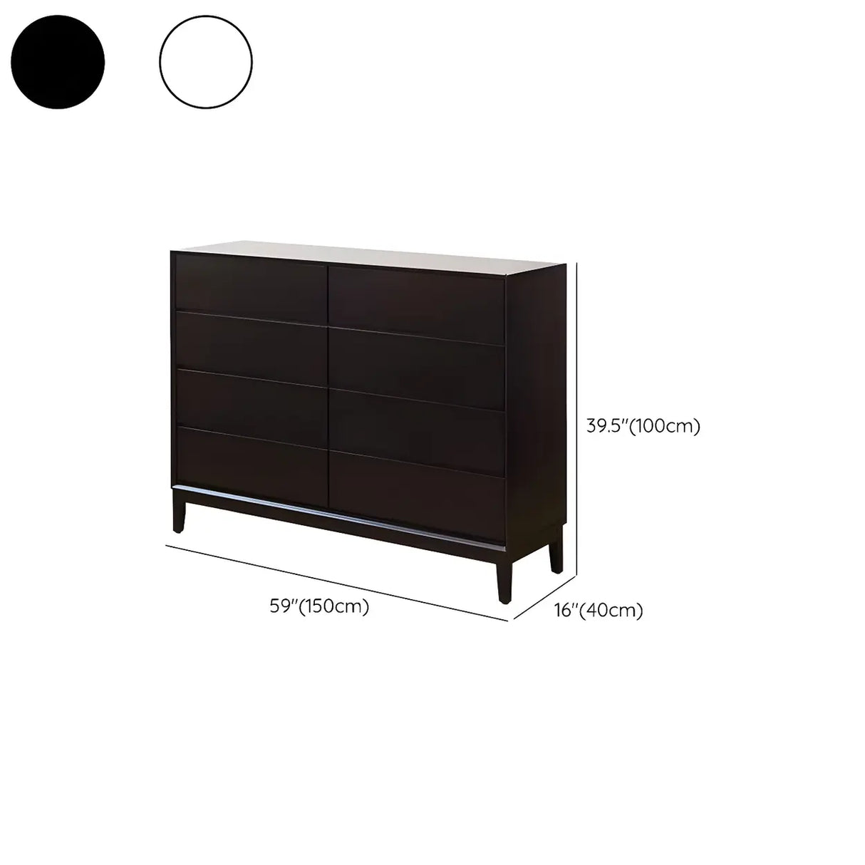 Black Vertical Wooden Dresser for Eight Drawers Image - 21