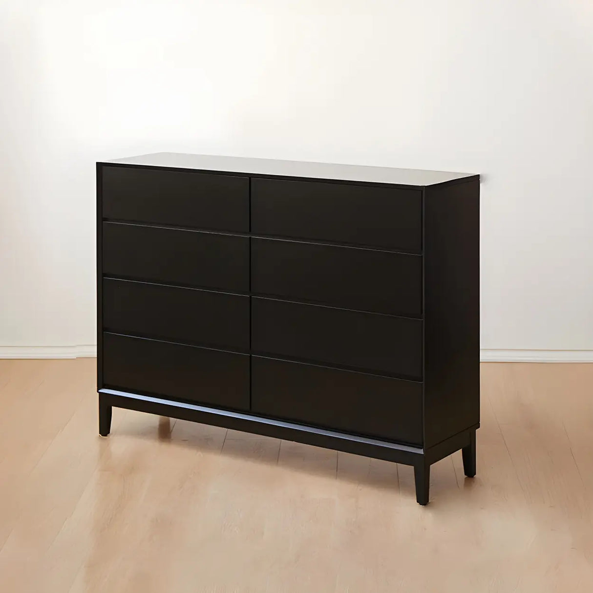 Black Vertical Wooden Dresser for Eight Drawers Image - 3