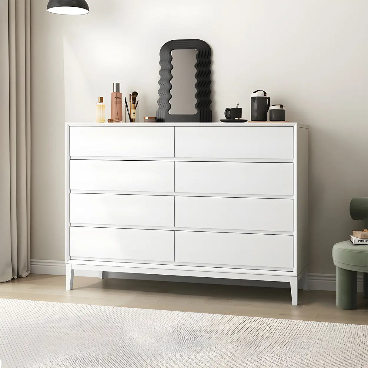 Black Vertical Wooden Dresser for Eight Drawers Image - 4