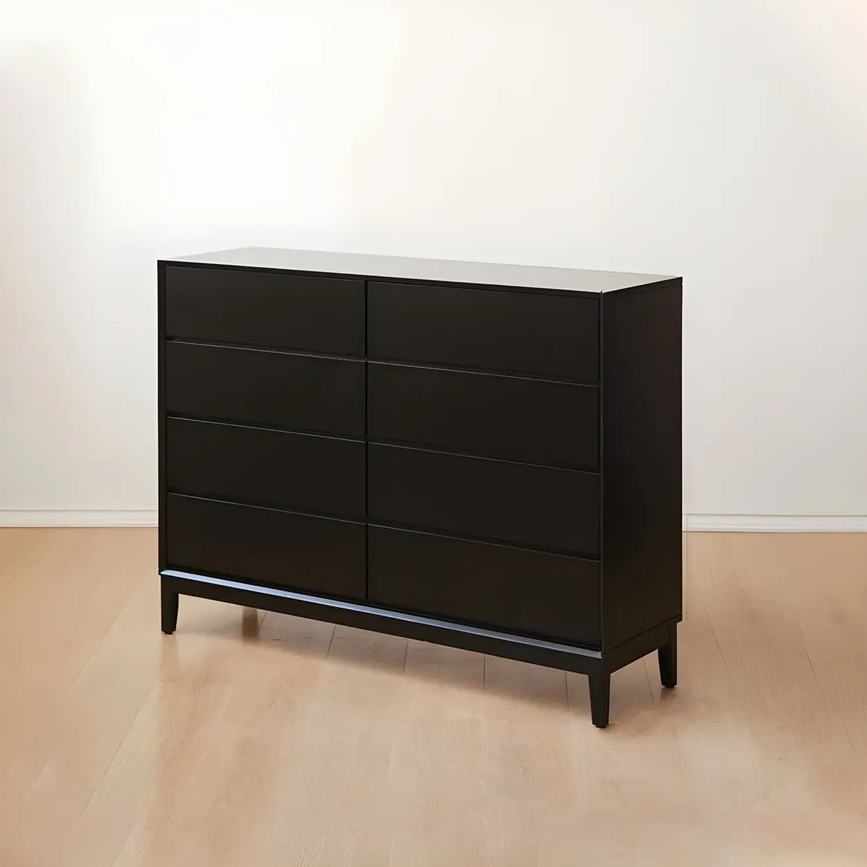 Black Vertical Wooden Dresser for Eight Drawers Image - 5