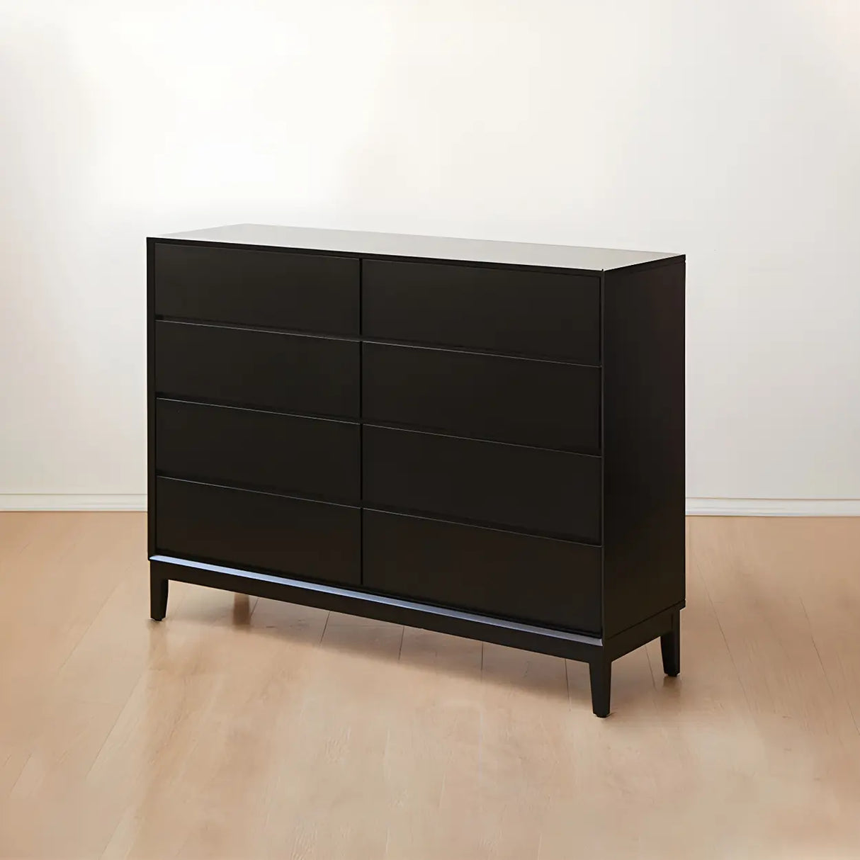 Black Vertical Wooden Dresser for Eight Drawers Image - 7