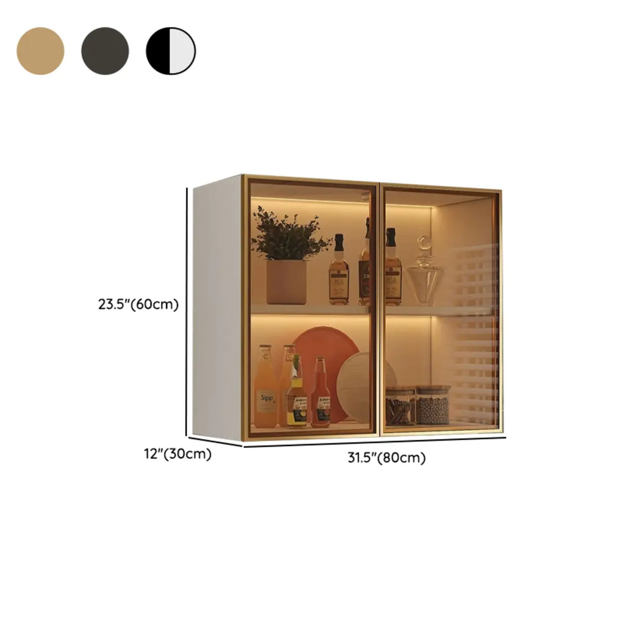 Black Wall Mounted Ribbed Glass Kitchen China Cabinet Image - 28