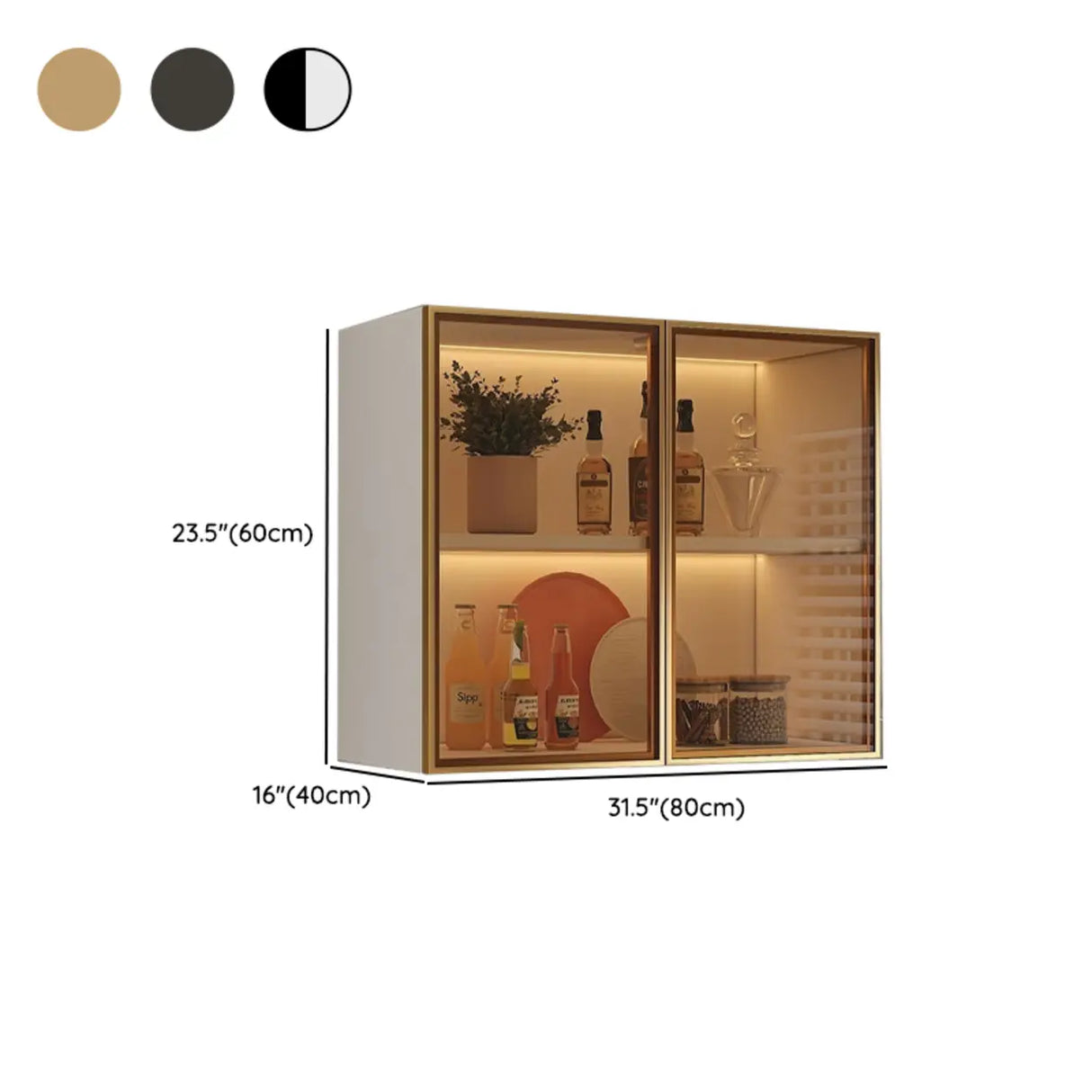 Black Wall Mounted Ribbed Glass Kitchen China Cabinet Image - 42