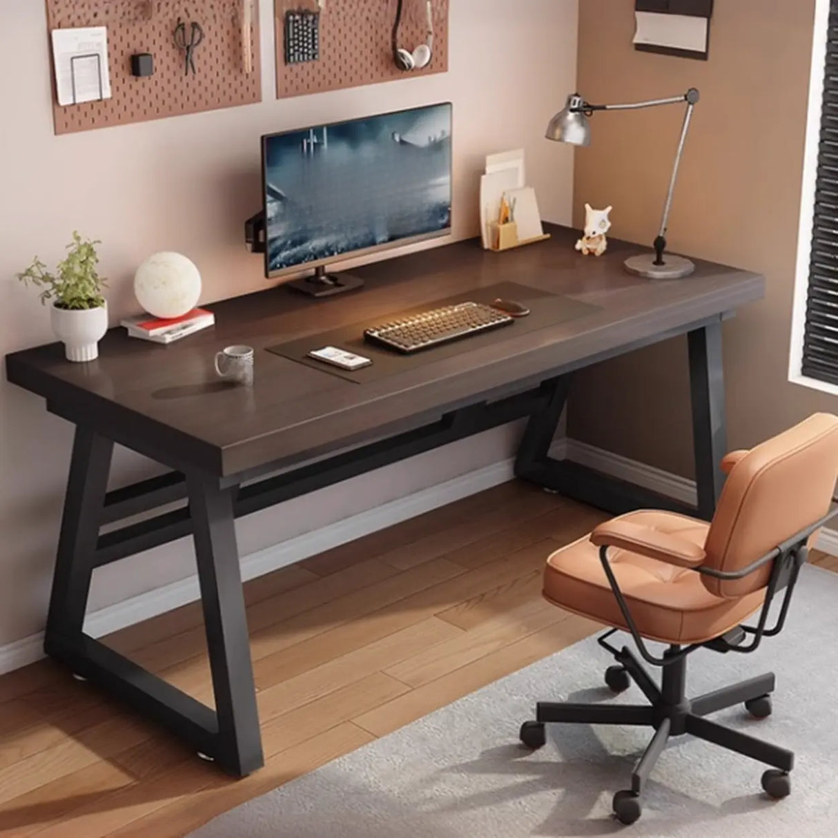 Black Walnut Rectangle Butcher Block Sled Writing Desk Image - 11