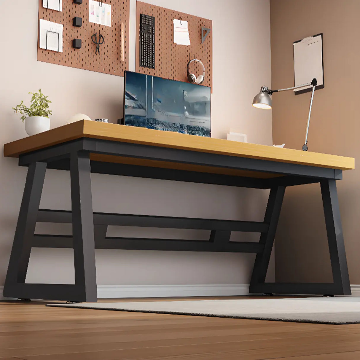 Black Walnut Rectangle Butcher Block Sled Writing Desk Image - 13