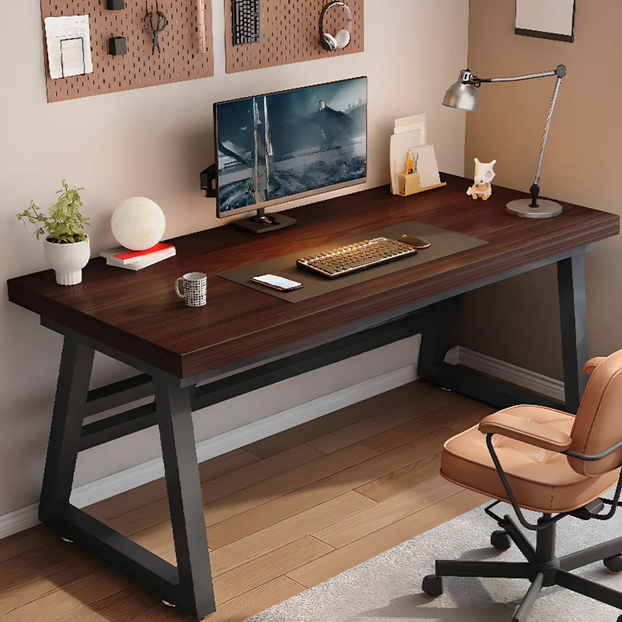 Black Walnut Rectangle Butcher Block Sled Writing Desk Image - 1