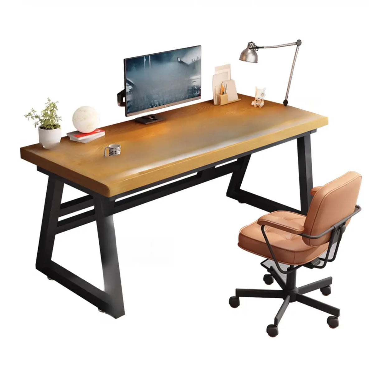 Black Walnut Rectangle Butcher Block Sled Writing Desk Image - 4