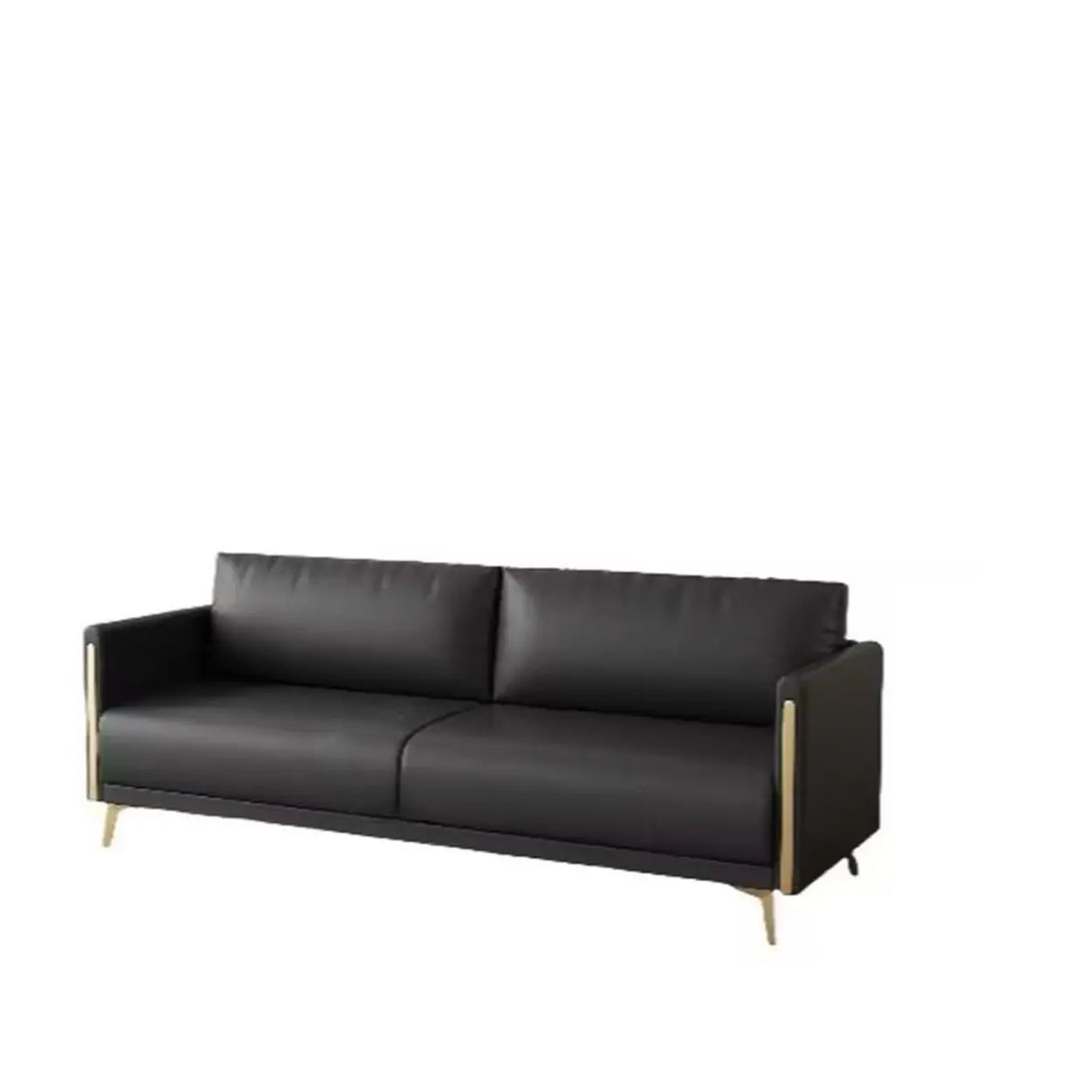 Black Water Resistant Leather Square Arm Standard Sofa Image - 7