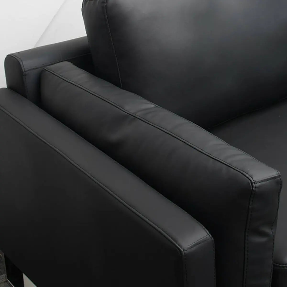 Black Waterproof Faux Leather Loveseat with Arms Image - 10
