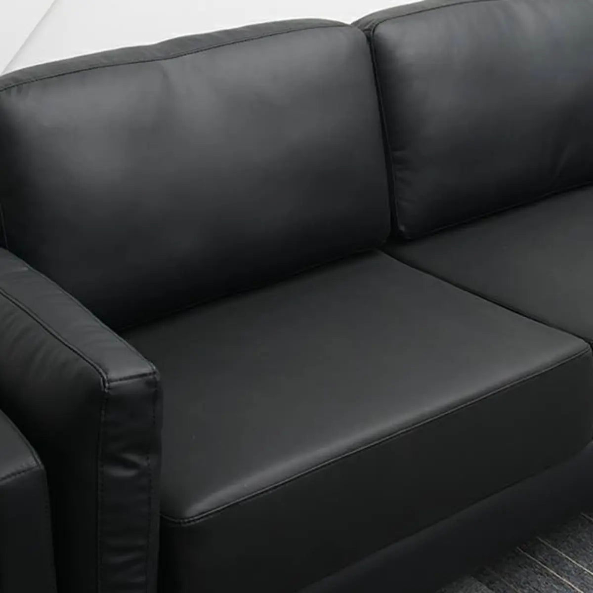 Black Waterproof Faux Leather Loveseat with Arms Image - 11
