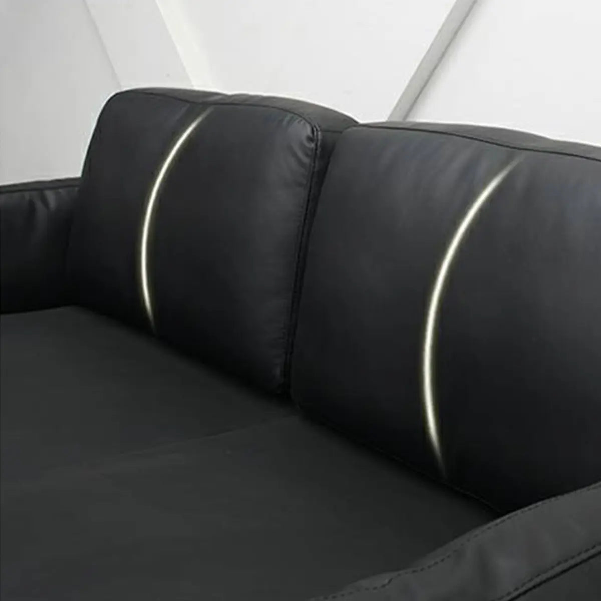 Black Waterproof Faux Leather Loveseat with Arms Image - 12