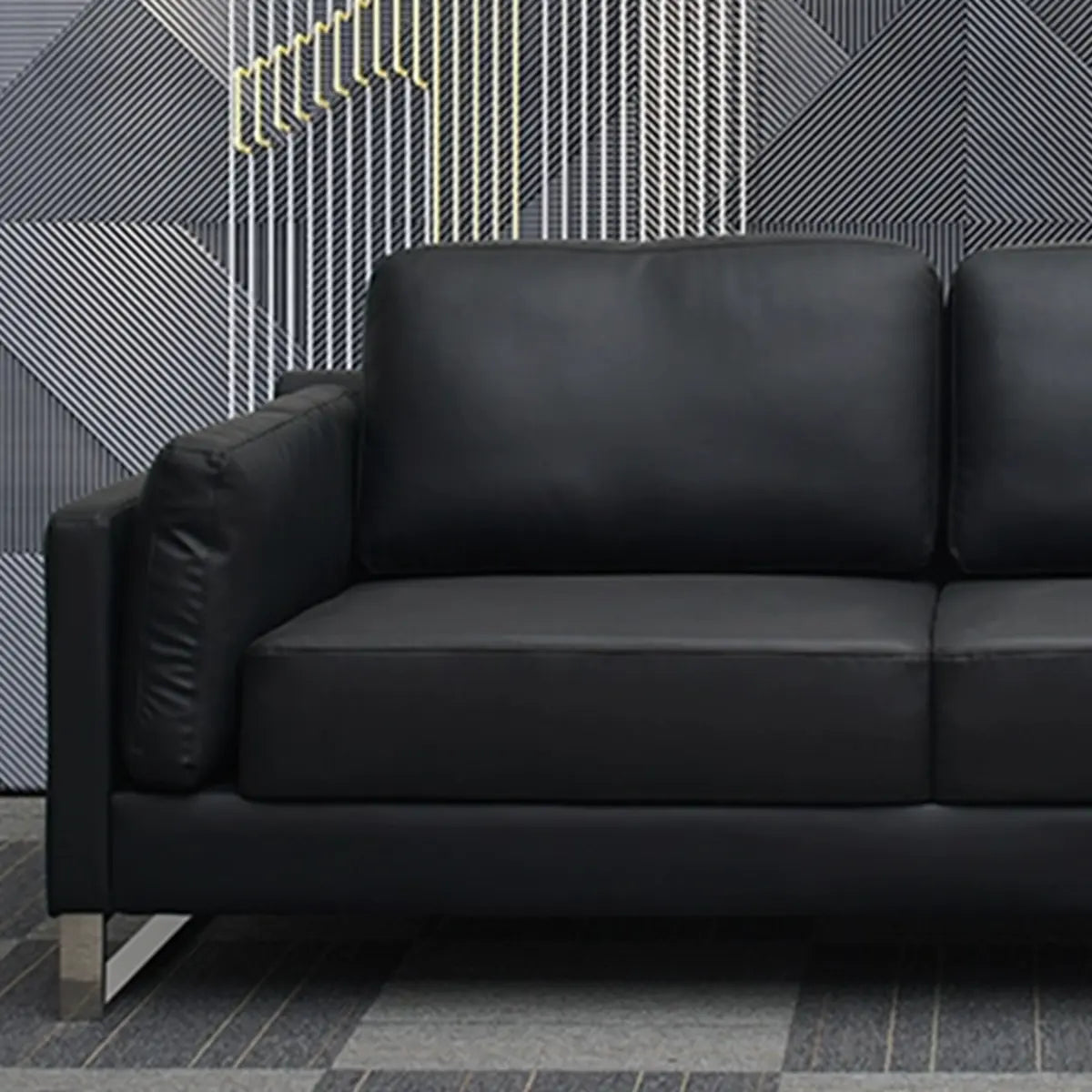 Black Waterproof Faux Leather Loveseat with Arms Image - 14