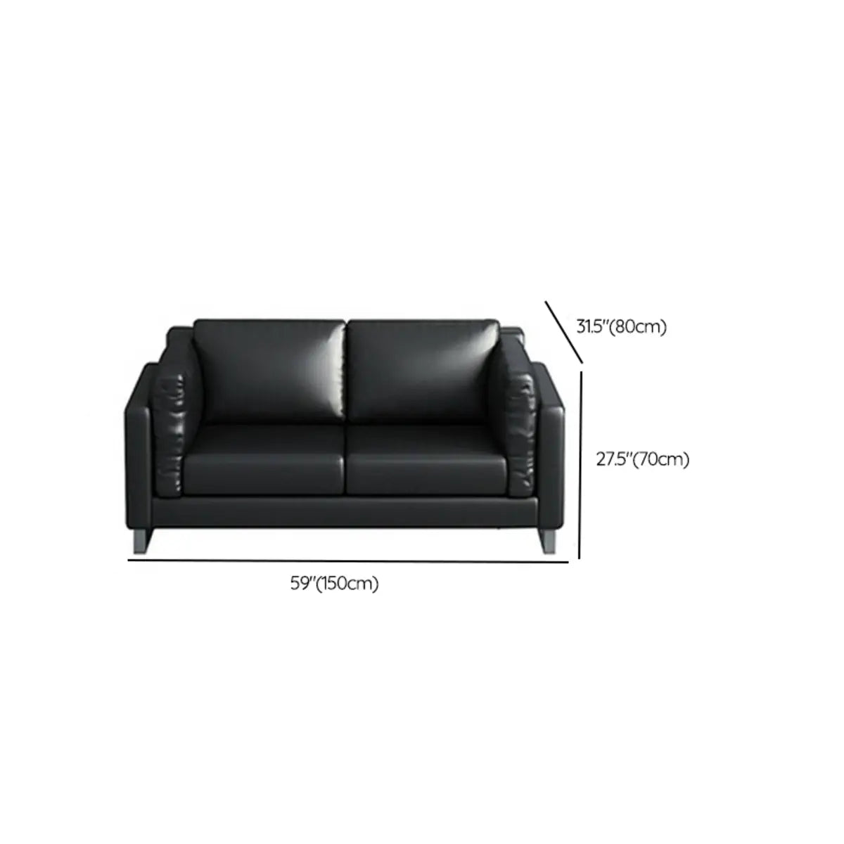 Black Waterproof Faux Leather Loveseat with Arms Image - 16