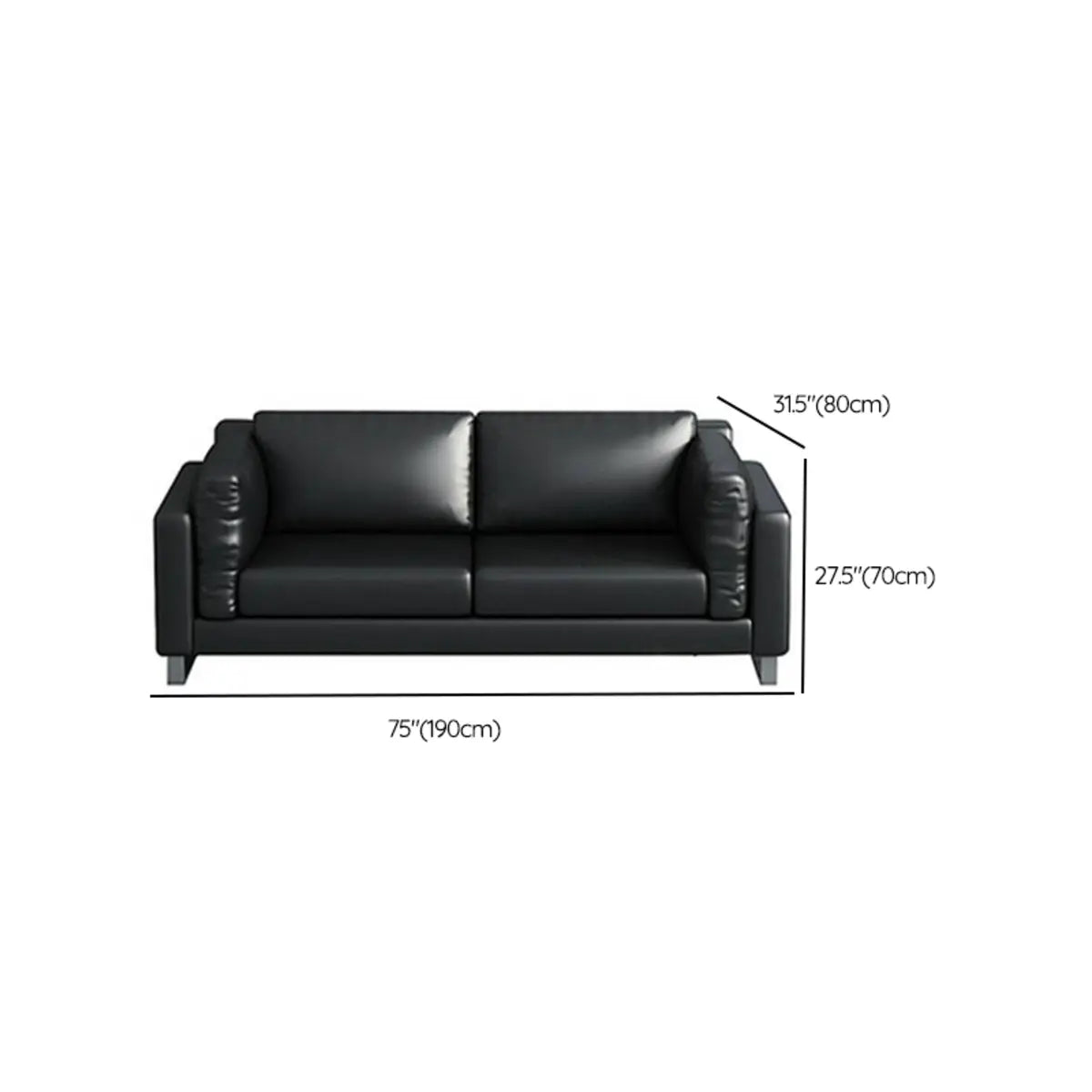 Black Waterproof Faux Leather Loveseat with Arms Image - 17