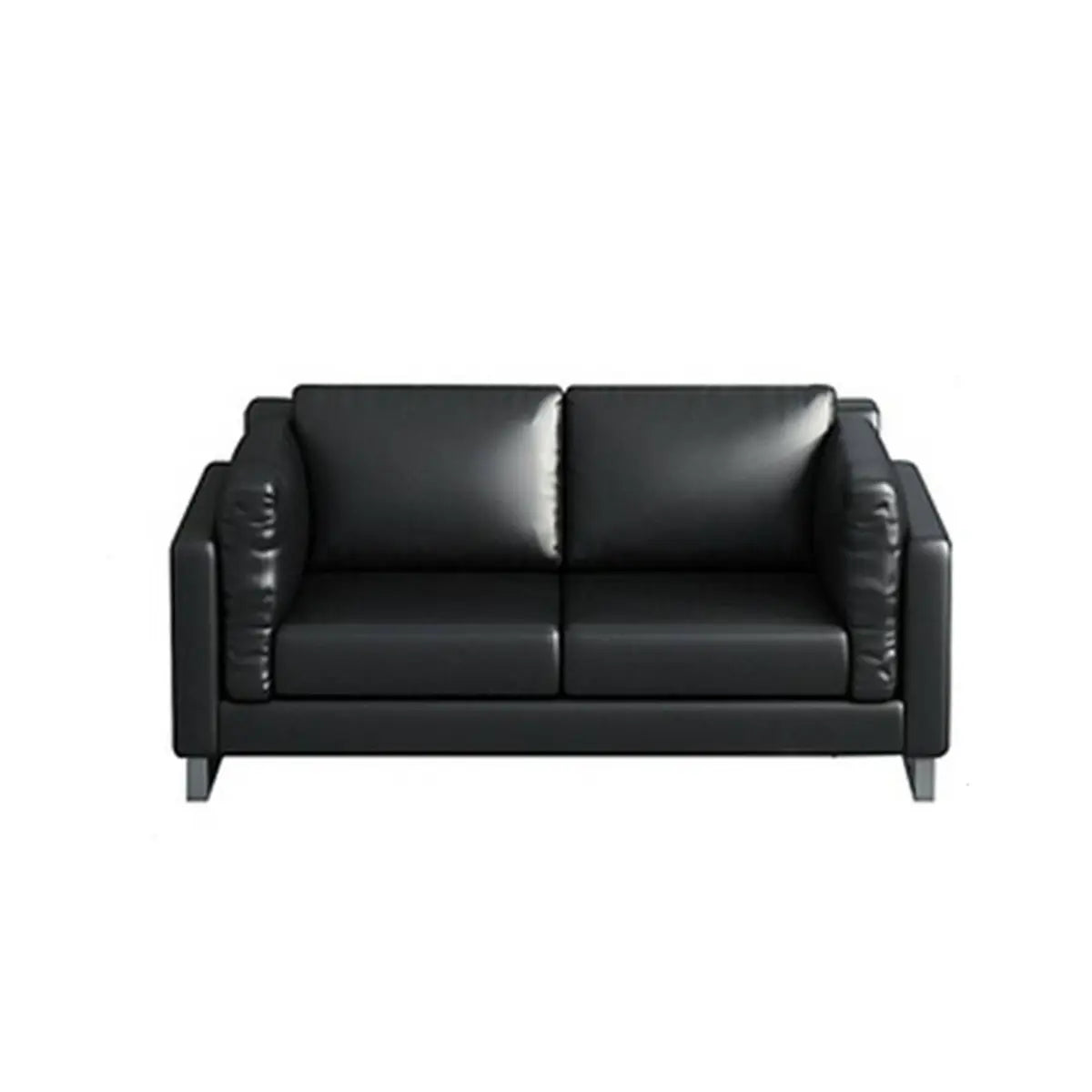 Black Waterproof Faux Leather Loveseat with Arms Image - 2