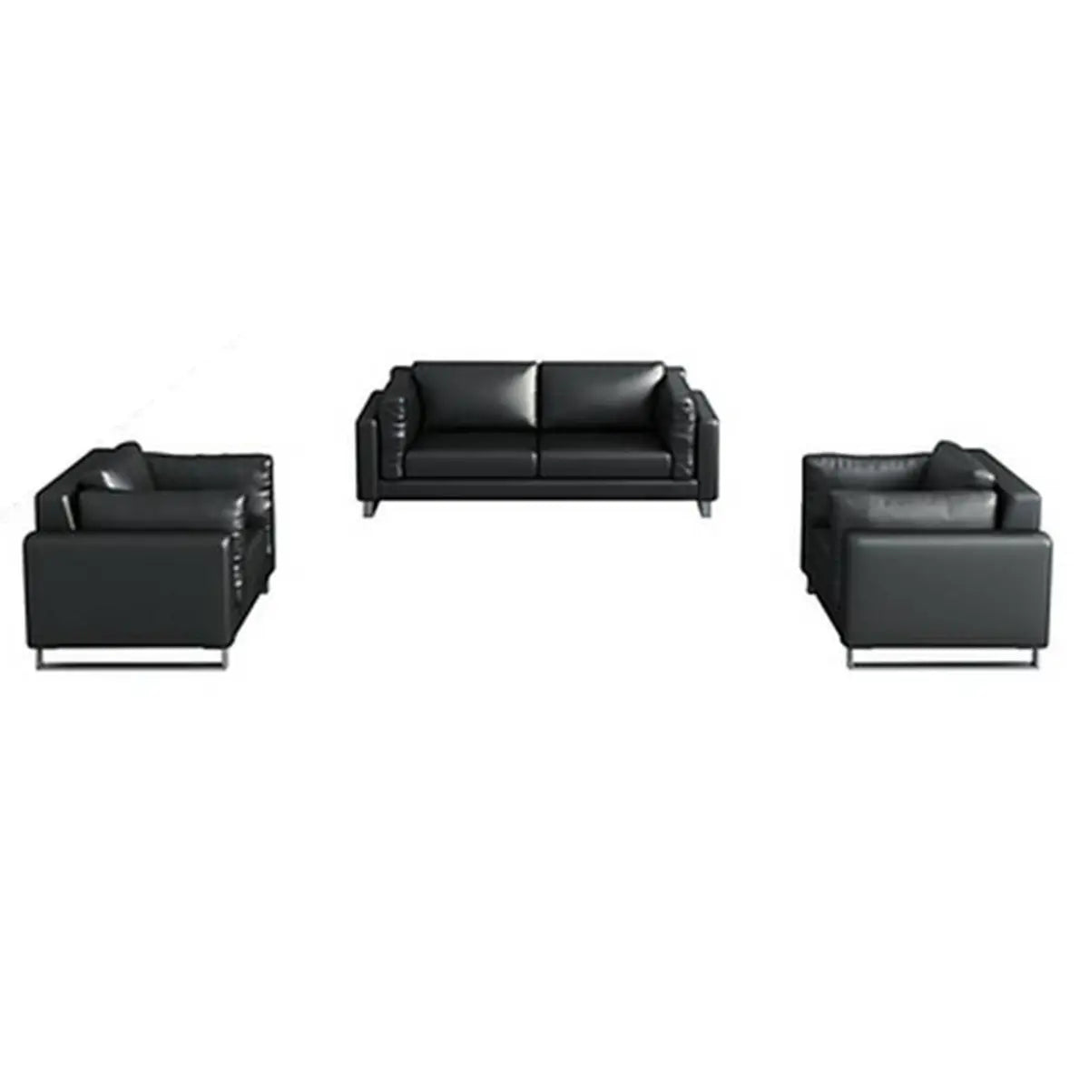 Black Waterproof Faux Leather Loveseat with Arms Image - 7