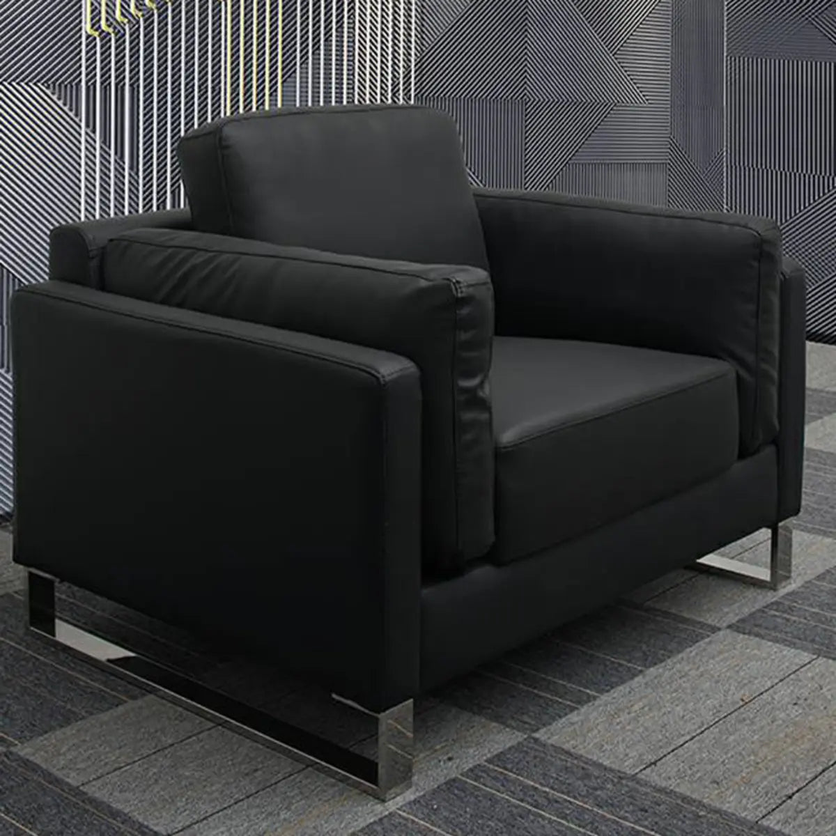 Black Waterproof Faux Leather Loveseat with Arms Image - 8