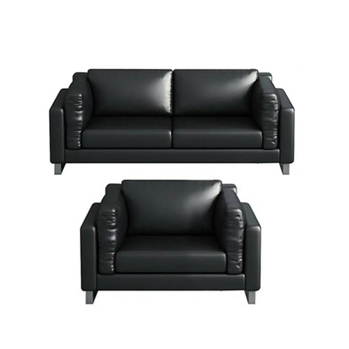 Black Waterproof Faux Leather Loveseat with Arms Image - 9