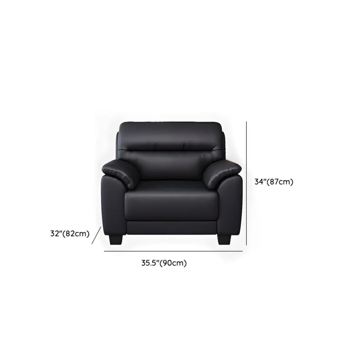 Black Waterproof Leather Upholstered Back Loveseat