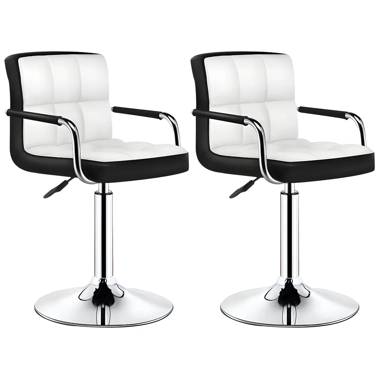 Black White Square Steel Adjustable Cushioned Bar Stool Image - 10