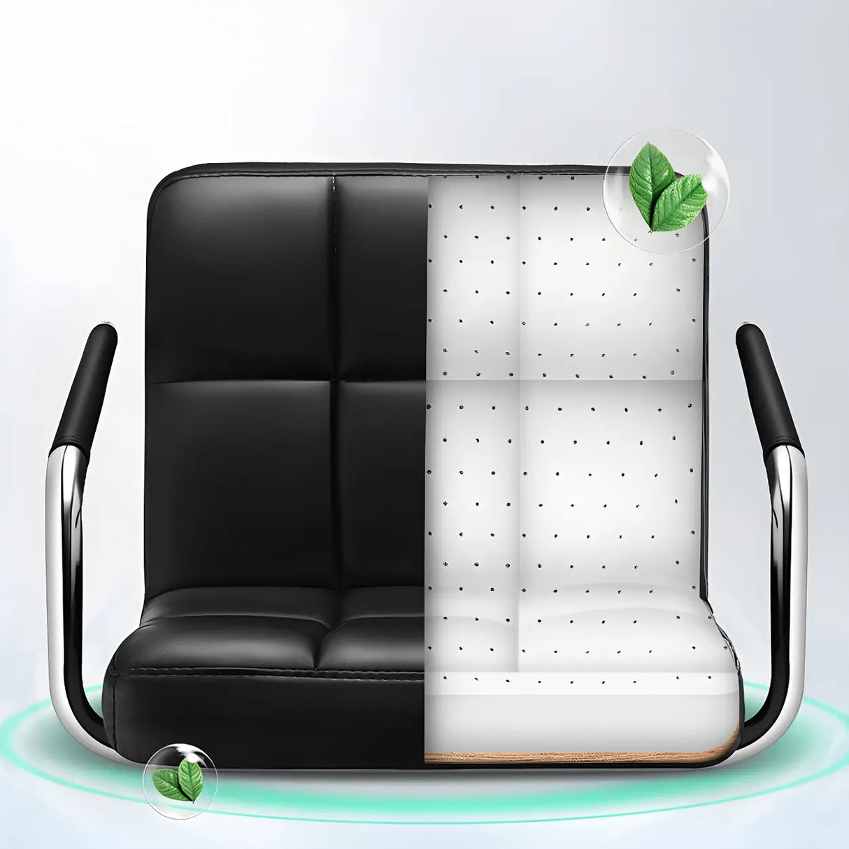 Black White Square Steel Adjustable Cushioned Bar Stool Image - 12