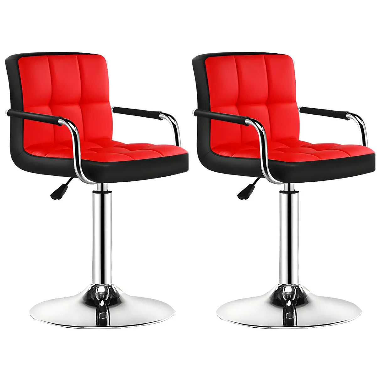 Black White Square Steel Adjustable Cushioned Bar Stool Image - 16