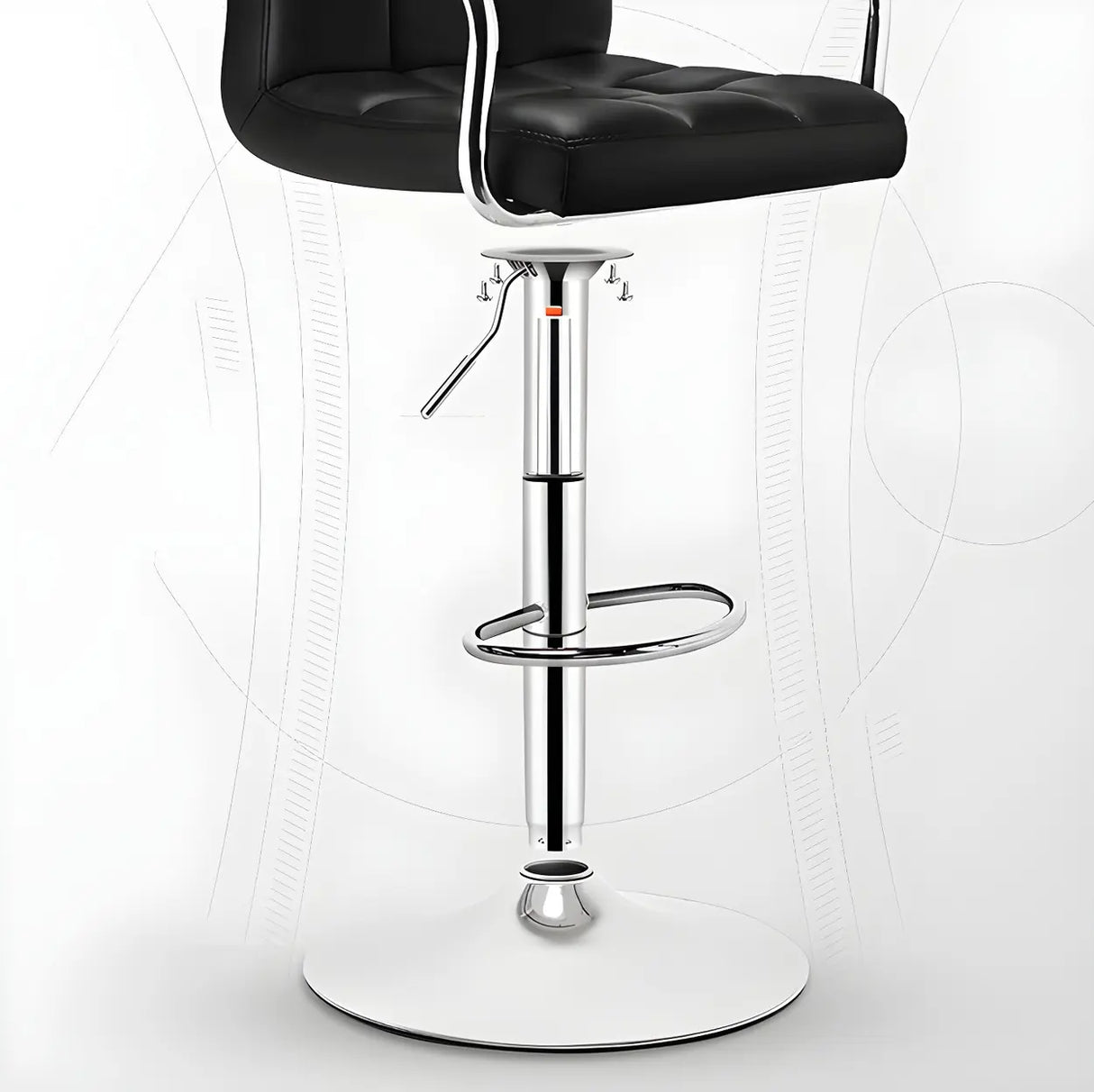 Black White Square Steel Adjustable Cushioned Bar Stool Image - 18