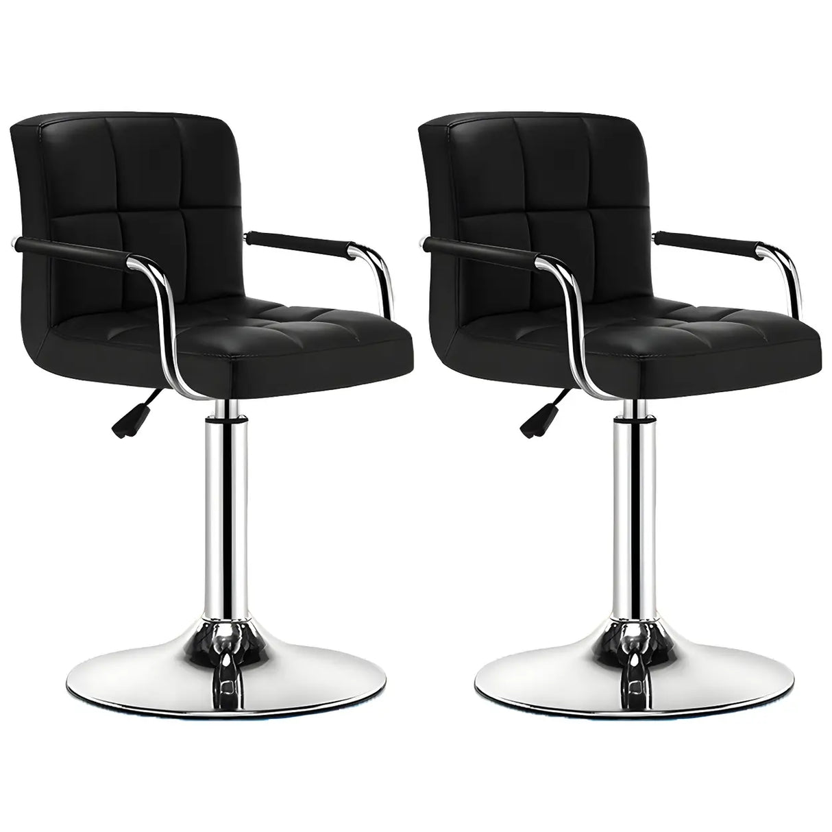 Black White Square Steel Adjustable Cushioned Bar Stool Image - 3