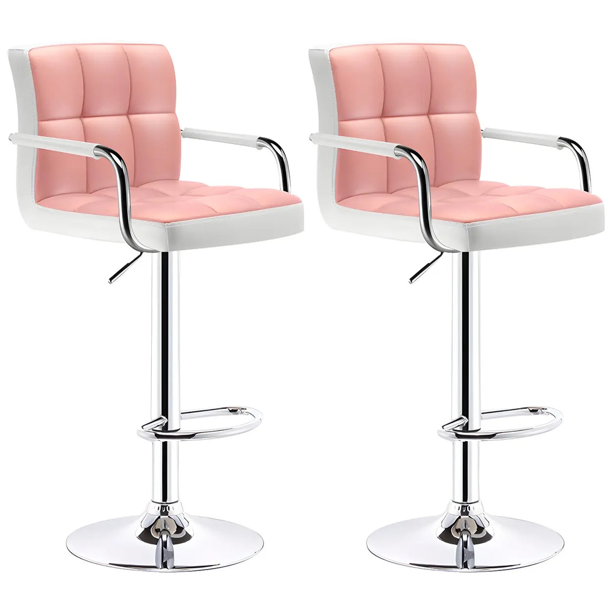 Black White Square Steel Adjustable Cushioned Bar Stool Image - 34