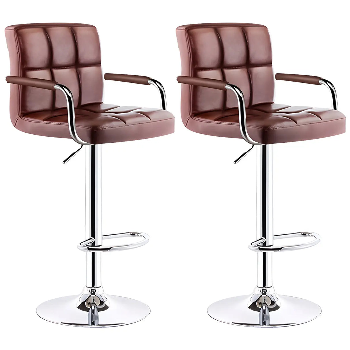 Black White Square Steel Adjustable Cushioned Bar Stool Image - 37