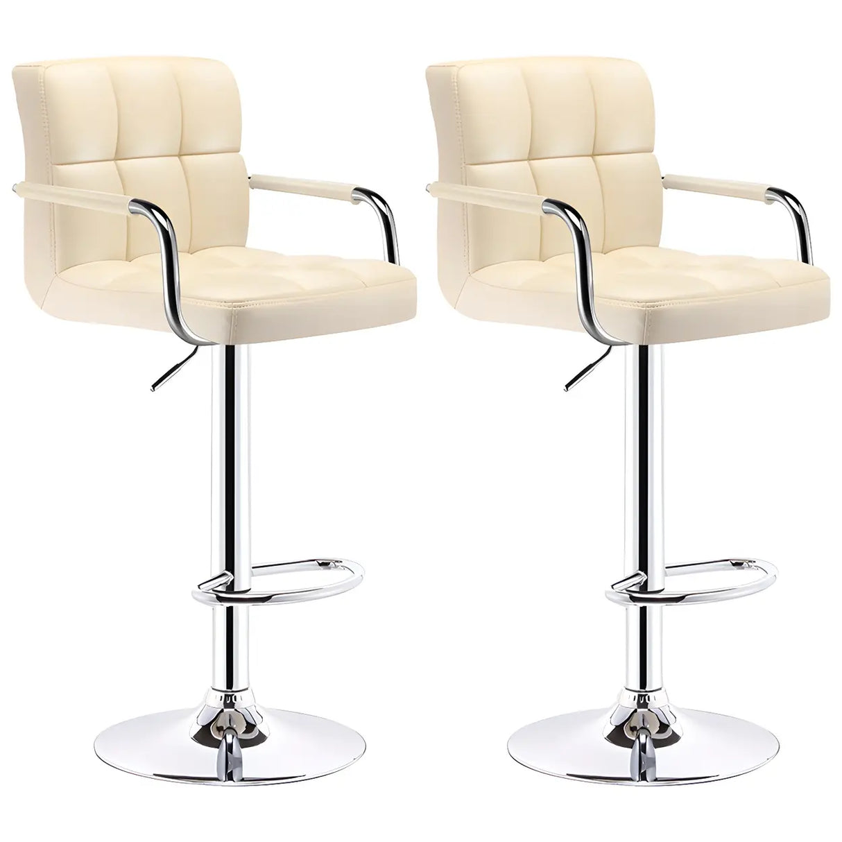 Black White Square Steel Adjustable Cushioned Bar Stool Image - 43