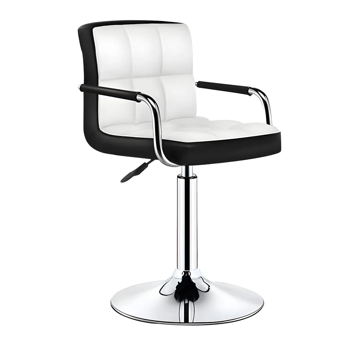 Black White Square Steel Adjustable Cushioned Bar Stool Image - 9