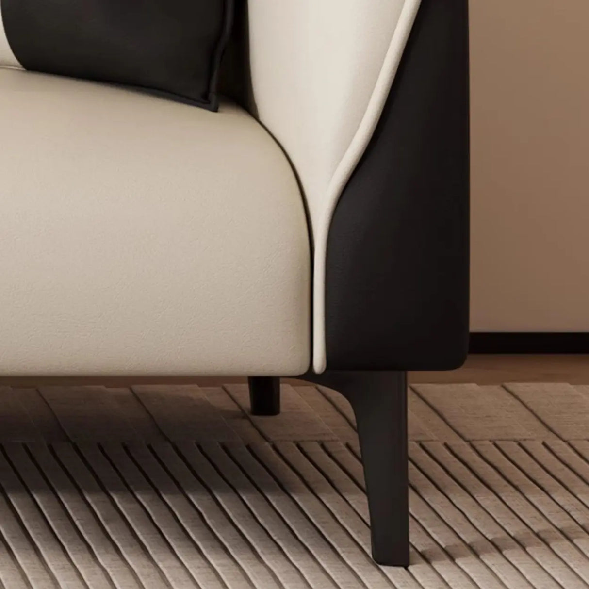 Black-White Stain Resistant Leather Foam Fill Sofa Image - 13
