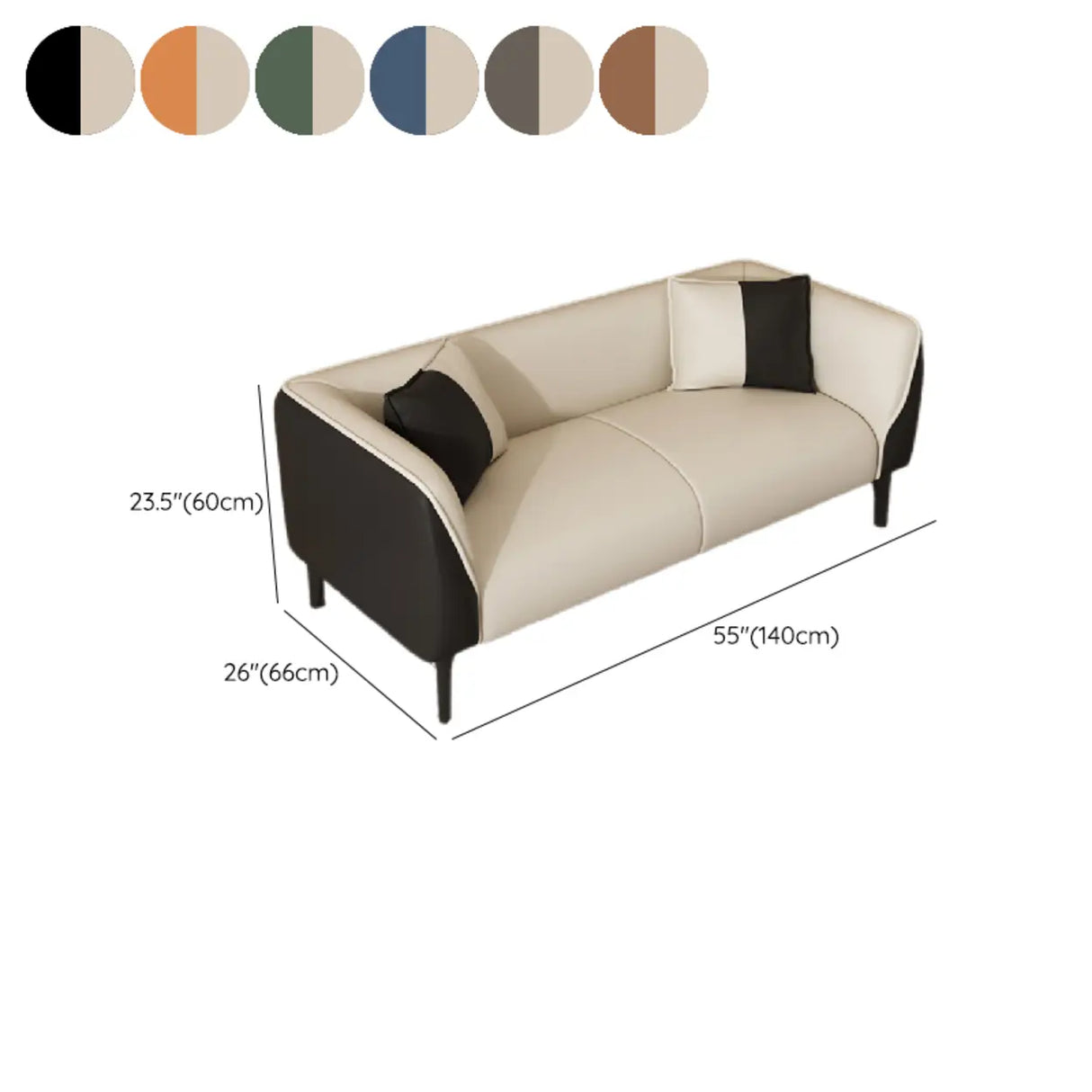 Black-White Stain Resistant Leather Foam Fill Sofa Image - 17