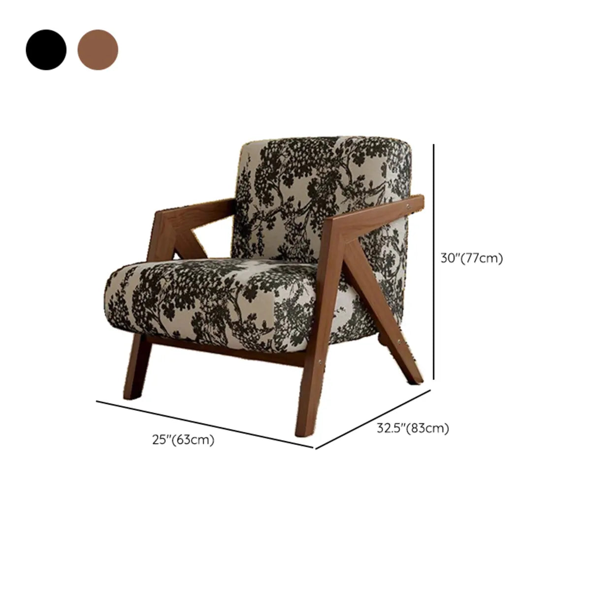 Black-White Stripe Jacquard Fabric Accent Chair Image - 11