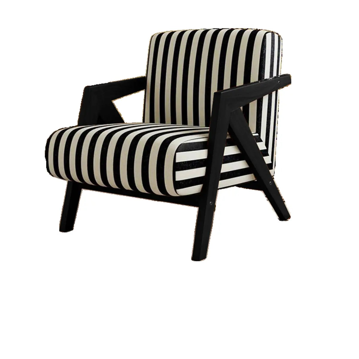 Black-White Stripe Jacquard Fabric Accent Chair Image - 2