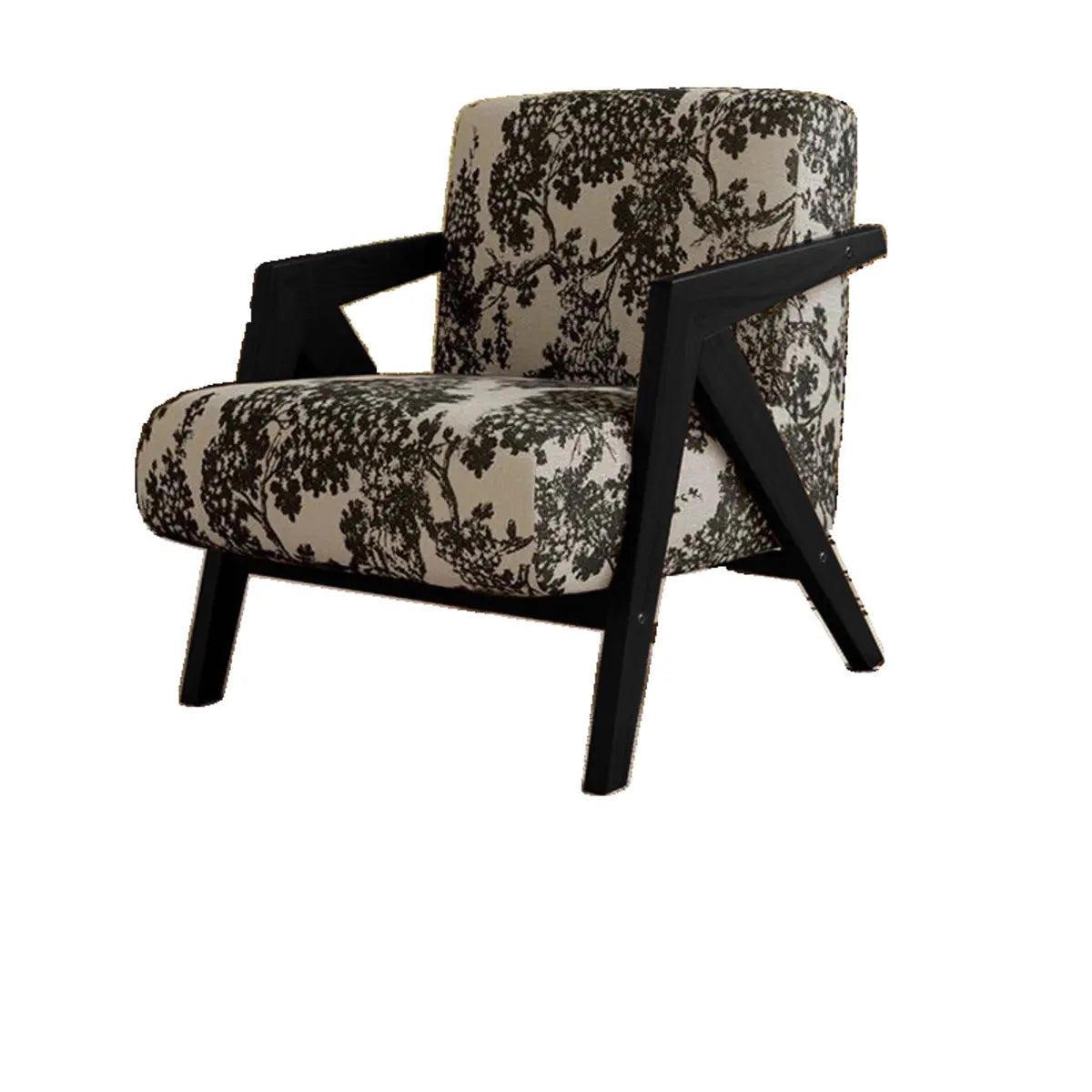 Black-White Stripe Jacquard Fabric Accent Chair Image - 3