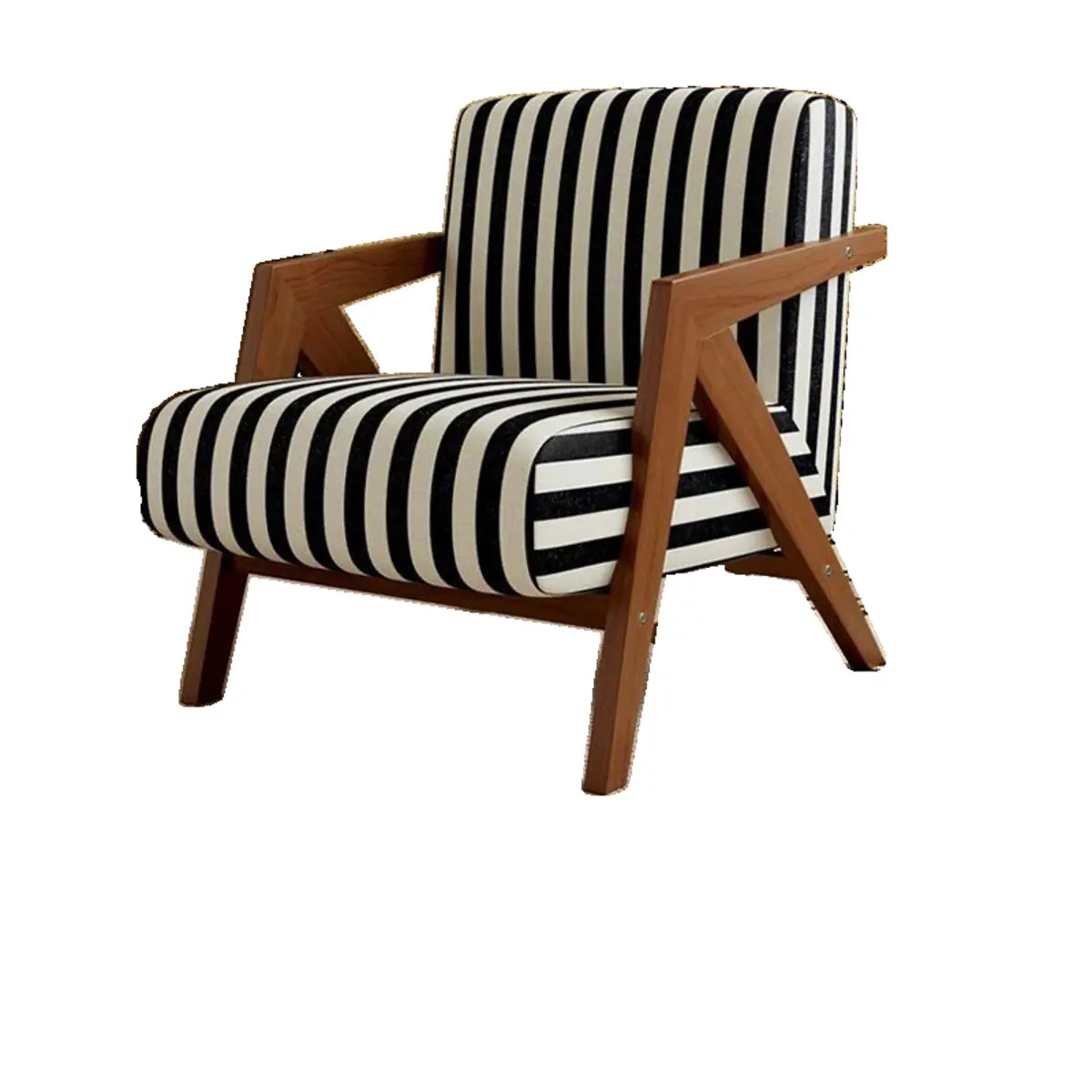Black-White Stripe Jacquard Fabric Accent Chair Image - 5