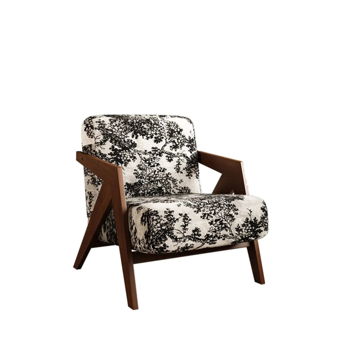 Black-White Stripe Jacquard Fabric Accent Chair Image - 6