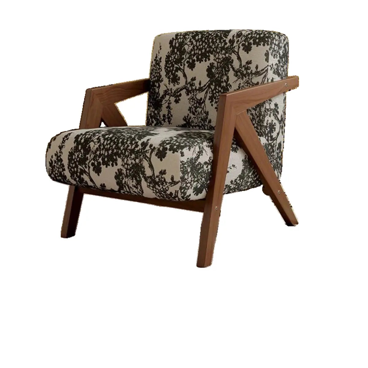 Black-White Stripe Jacquard Fabric Accent Chair Image - 7